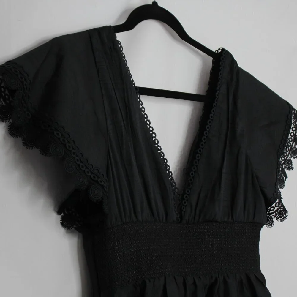 Sachin and Babi Sara Black V-Neck Gown Dress Size 4 - Picture 8 of 15